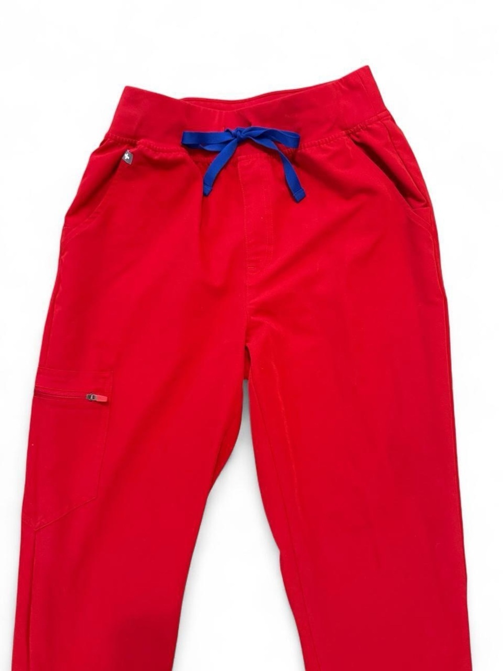 FIGS High Waisted Zamora Jogger Scrub Pants Size S Tall Pop Red Royal Blue - Picture 3 of 6